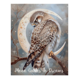 Falcon-Vogel-Baby auf dem Mond schlafen Poster