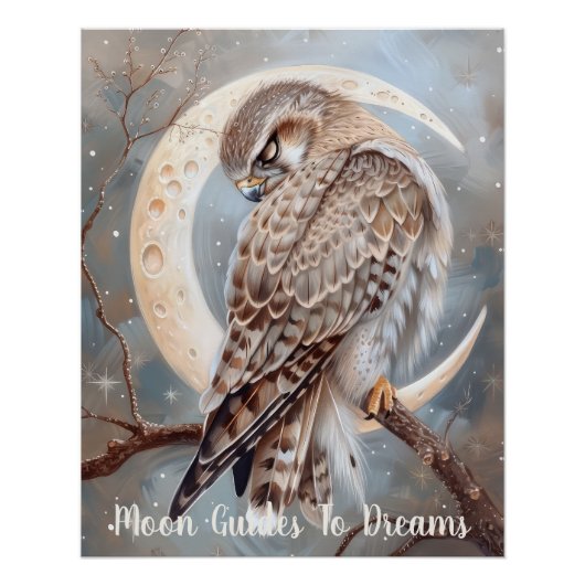 Falcon-Vogel-Baby auf dem Mond schlafen Poster (Vorderseite)
