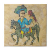 Falconer on Horse c1900 Repro Persisch Türkisch Fliese (Vorderseite)
