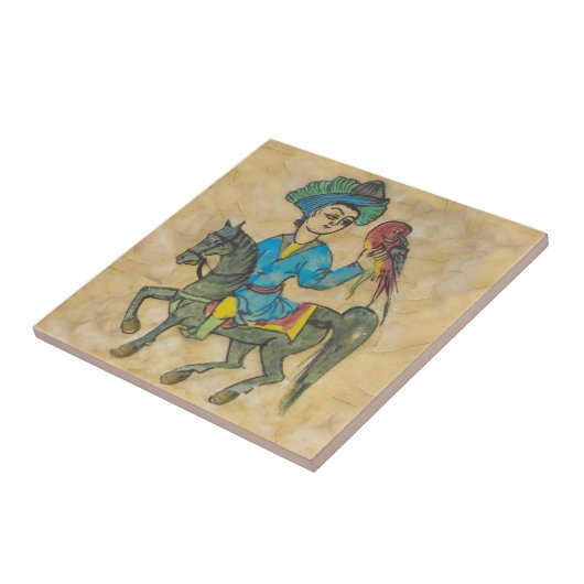 Falconer on Horse c1900 Repro Persisch Türkisch Fliese (Seite)
