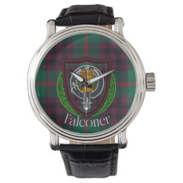 Falconer Schottischer Clan-Tartan und Wappen Armbanduhr