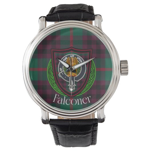 Falconer Schottischer Clan-Tartan und Wappen Armbanduhr (Vorderseite)