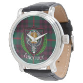 Falconer Schottischer Clan-Tartan und Wappen Armbanduhr (Schrägansicht)