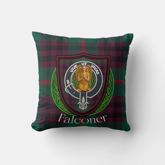 Falconer Schottischer Clan-Tartan und -Wappen Kissen (Vorderseite)