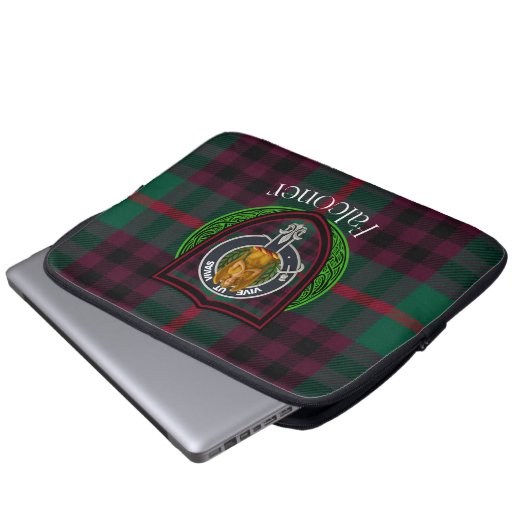 Falconer Scottish Clan Tartan & Crest Laptopschutzhülle (Vorne Knopf)