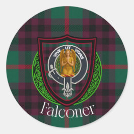 Falconer Scottish Clan Tartan & Crest Runder Aufkleber