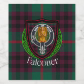Falconer Scottish Clan Tartan & Crest Weinetikett (Einzelnes Label)