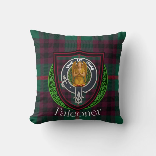Falconer Scottish Clan Tartan & Wappen Kissen (Vorderseite)