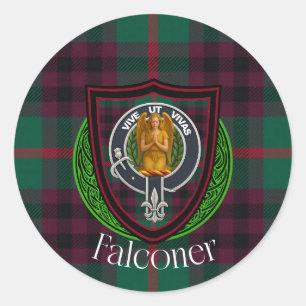 Falconer Scottish Clan Tartan & Wappen Runder Aufkleber