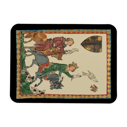 Falconry, 14th Century Codex Manesse Magnet (Horizontal)