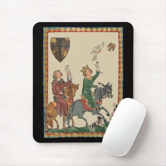 Falconry, 14th Century Codex Manesse Mousepad (Mit Mouse)