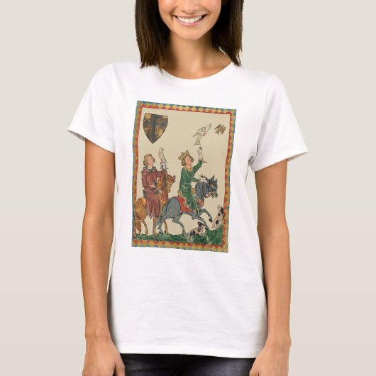 Falconry, 14th Century Codex Manesse T-Shirt (Vorderseite)