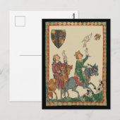 Falconry, Codex Manesse aus dem 14. Jahrhundert Postkarte (Vorne/Hinten)