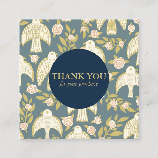 Falcons & Rose Chic Elegante Order Vielen Dank Quadratische Visitenkarte (Vorderseite)