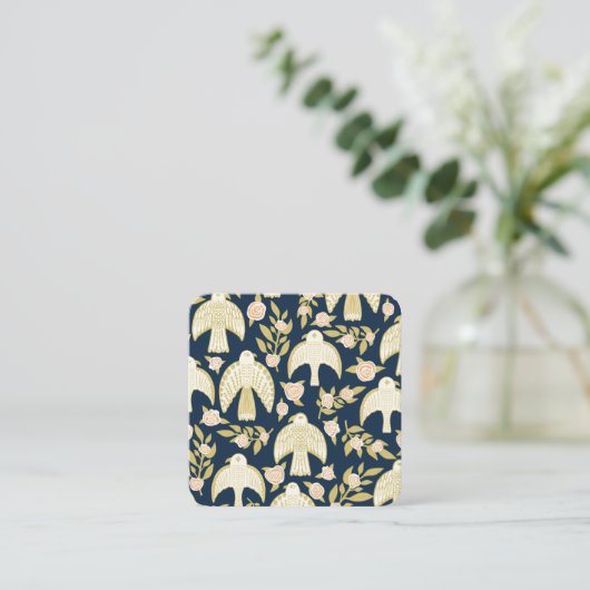 Falcons & Rose Elegante Boho Marine Quadratische Visitenkarte (Stehend Vorderseite)