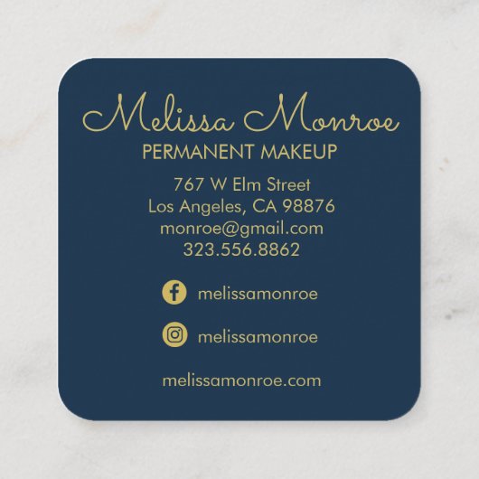 Falcons & Rose Elegante Boho Navy Square Quadratische Visitenkarte (Rückseite)