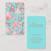 Falcons & Rose Elegantes Illustriertes Aqua Rosa Visitenkarte (Vorne/Hinten)