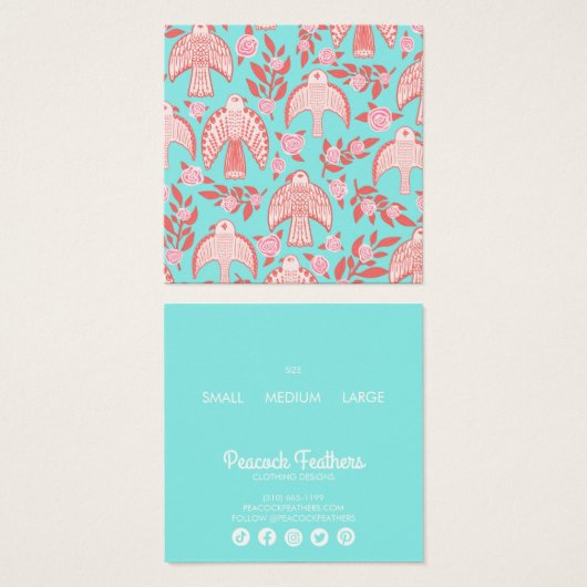 Falcons & Roses Cute Clothing Size Price Hang Tag (Vorne & Hinten)