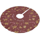 Falda árbol de Navidad en granate y con galletas Polyester Weihnachtsbaumdecke (Schrägansicht)