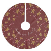 Falda árbol de Navidad en granate y con galletas Polyester Weihnachtsbaumdecke (Vorderseite)