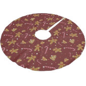 Falda árbol de Navidad en granate y con galletas Polyester Weihnachtsbaumdecke (Schrägansicht)