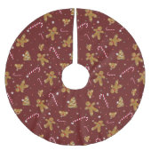 Falda árbol de Navidad en granate y con galletas Polyester Weihnachtsbaumdecke (Vorderseite)