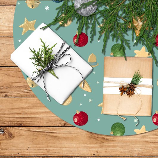 Falda árbol navidad, adornos navideños, estrella polyester weihnachtsbaumdecke