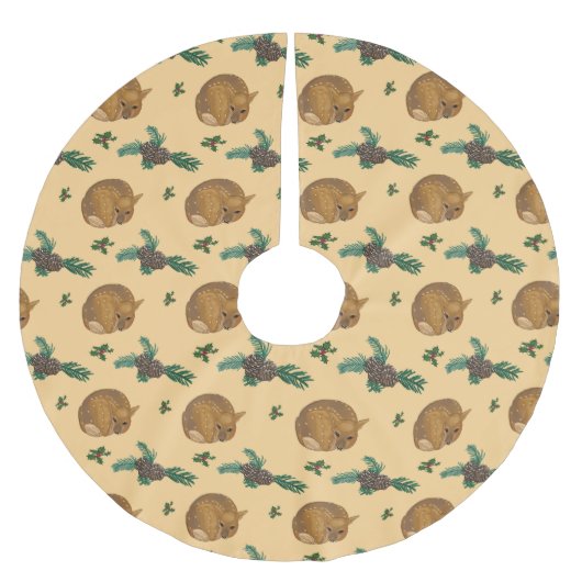 Falda árbol navidad con cervatillo y ramas. polyester weihnachtsbaumdecke (Vorderseite)