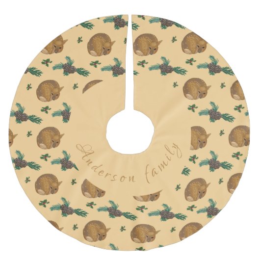 Falda árbol navidad con cervatillo y ramas. polyester weihnachtsbaumdecke (Vorderseite)