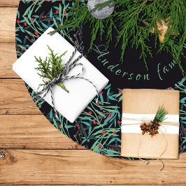 Falda árbol navidad con hojas de acebo polyester weihnachtsbaumdecke