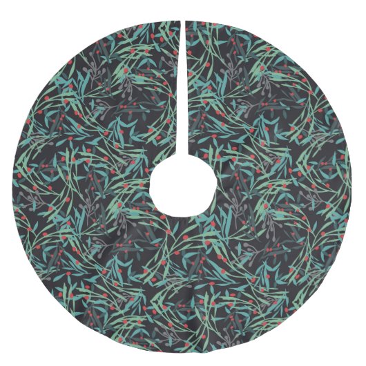 Falda árbol navidad con hojas de acebo polyester weihnachtsbaumdecke (Vorderseite)