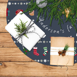 Falda árbol navidad con santa claus y regalos polyester weihnachtsbaumdecke