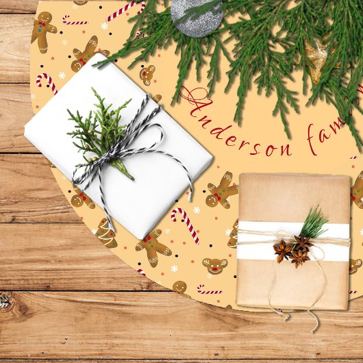 Falda de árbol de Navidad con galletas navideñas Polyester Weihnachtsbaumdecke