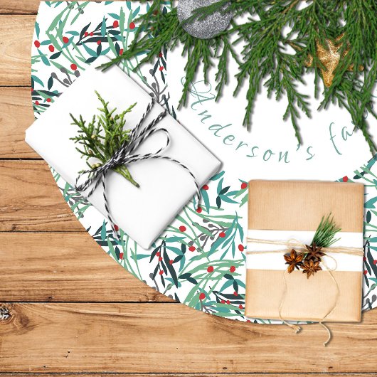 Falda de árbol navidad con diseño de acebo polyester weihnachtsbaumdecke