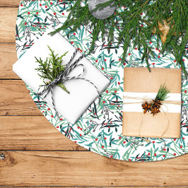 Falda de árbol navidad con diseño de acebo polyester weihnachtsbaumdecke