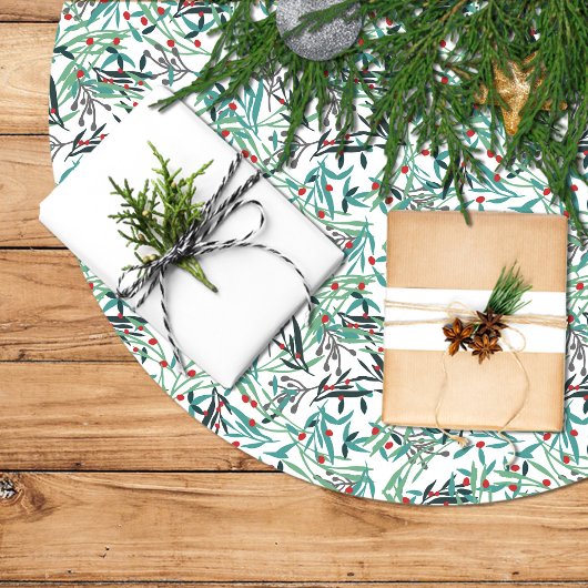 Falda de árbol navidad con diseño de acebo polyester weihnachtsbaumdecke