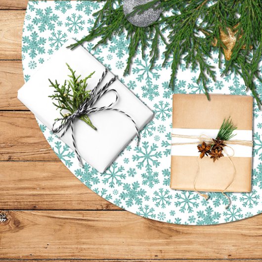 Falda para árbol de navidad, diseño copos nieve polyester weihnachtsbaumdecke