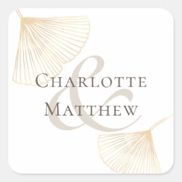 Faling Gold Ginkgo Blätter Hochzeit Quadratischer Aufkleber