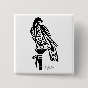 Falke auf Blockhocker Button
