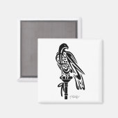 Falke auf Blockhocker Magnet (Vorderseite/Rückseite)