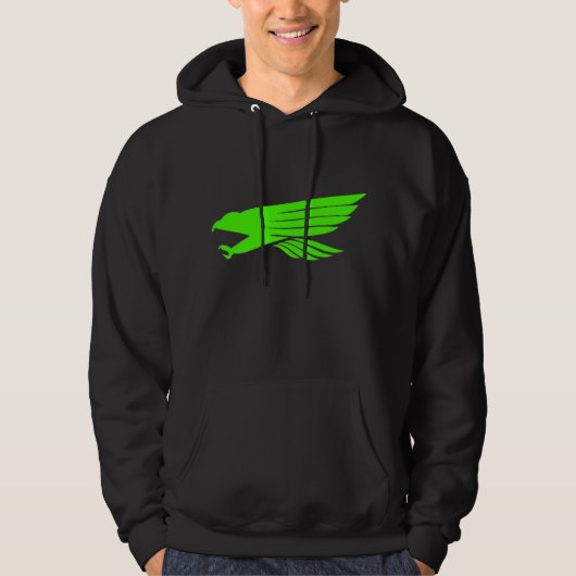 Falke grüner schwarzer Hoodie (Vorderseite)