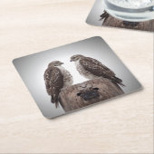 Falken auf einem Posten Rechteckiger Pappuntersetzer (angewinkelt)