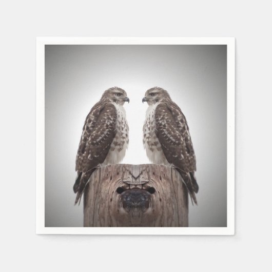 Falken auf einem Posten Serviette (Vorderseite)