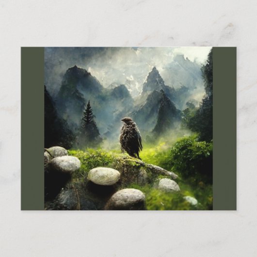 Falken im Wald Postkarte (Vorderseite)