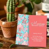 Falken & Rose Elegantes Illustriertes Aqua Rosa Visitenkarte