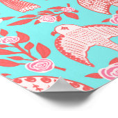 FALKEN & Rose Muster Blau Pink Poster (Ecke)