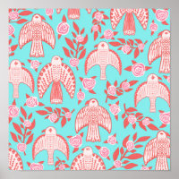 FALKEN & Rose Muster Blau Pink