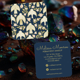 Falken & Rosen Elegant Boho Navy Quadrat Quadratische Visitenkarte