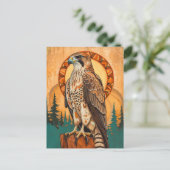 Falken-Totem – Visionäre Art Deco Geist Postkarte (Stehend Vorderseite)
