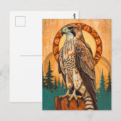 Falken-Totem – Visionäre Art Deco Geist Postkarte (Vorne/Hinten)